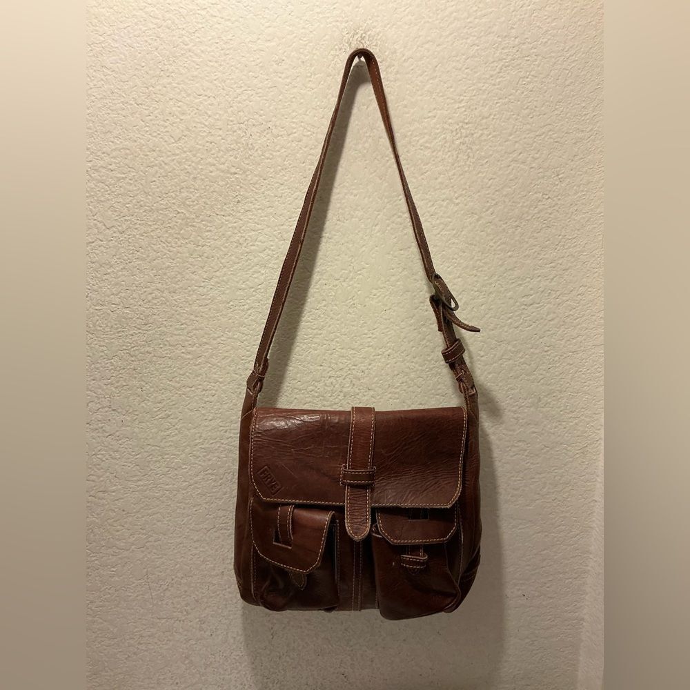 Frye Rich Brown Leather Messenger Bag vintage